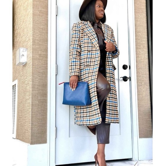 Future Collective Double Breasted Trench Coat : Kahlana Barfield Brown - Picture 4 of 15